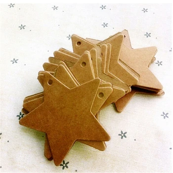 

100Pcs 3Colors Star Kraft Paper Label Price Tags Wedding Christmas Halloween Party Favor Gift Card Luggage Tags Packaging Labels
