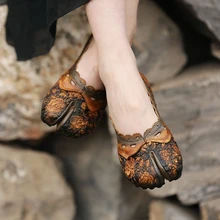Tyawkiho/Женская обувь на плоской подошве; женская кожаная обувь ручной работы; женские балетки на плоской подошве в стиле ретро; повседневная обувь из натуральной кожи с мягкой подошвой