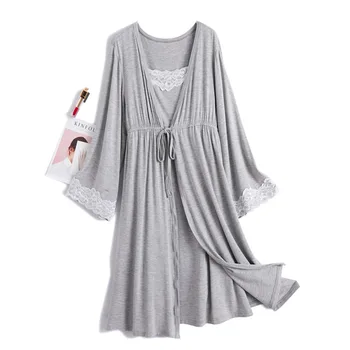 

2Pcs Pregnancy Maternity Pajamas Sleepwear Nursing Pregnant Pajamas Breastfeeding Nightgown Elegant Maternity Nursing Dress