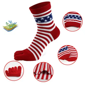 

Men Colorful Stripe Socks Fashion Cotton Five Fingers Toe Deodorant Business Casual Europe Funny Socks T
