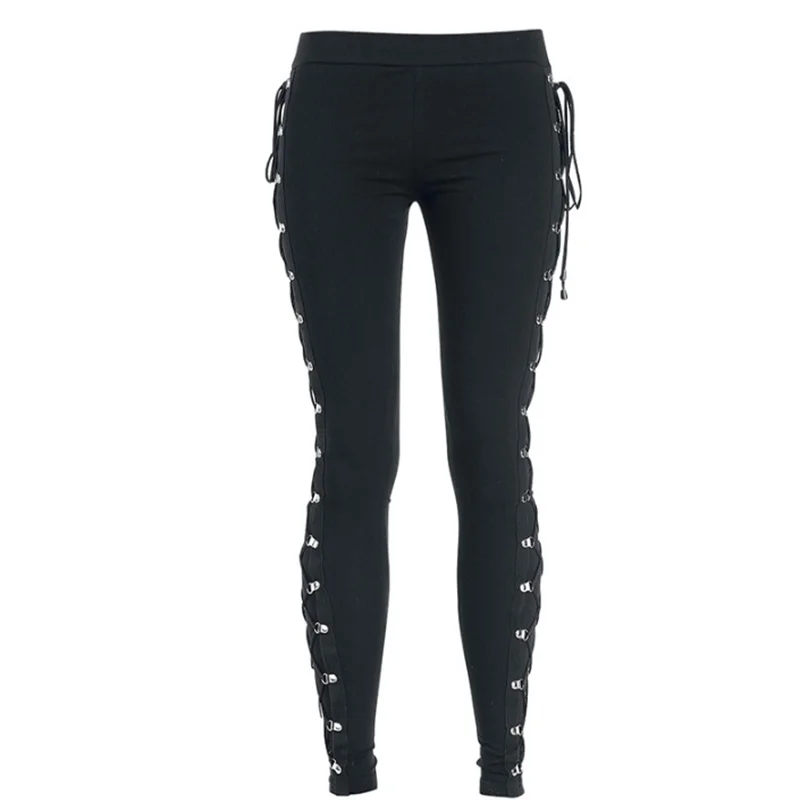 Осенние штаны, новинка, обтягивающие, эластичные, уличная одежда, на шнуровке, леггинсы, брюки для женщин, Pantalon, Femme, леггинсы, черные