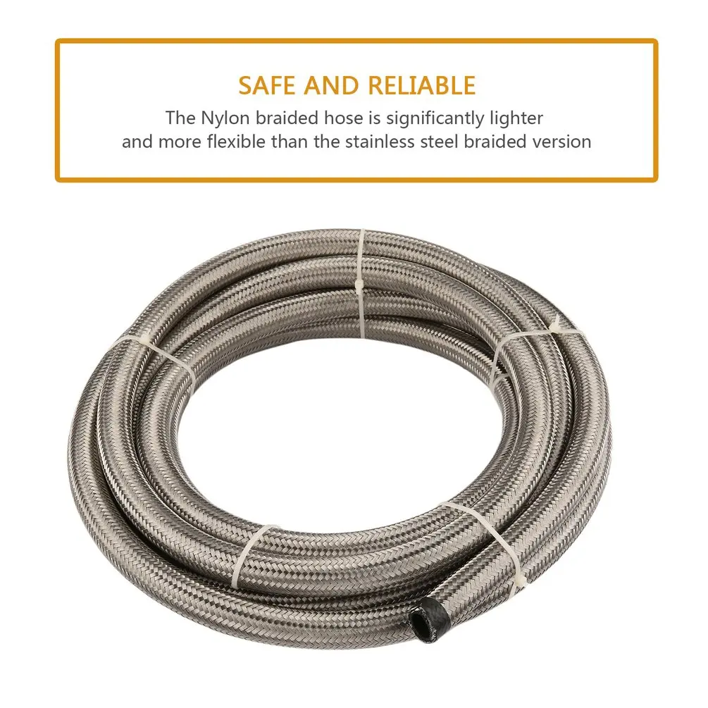 

AN6/AN10 Universal Flexible Seamless 1 Meter Nylon Braided Fuel Hose Durable Heat resistant Safe and Reliable