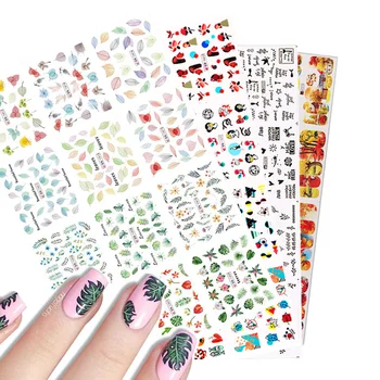 

12Pcs Fruit Flower Leaf Pattern Series Nail Art Water Decals Summer Theme Nail Transfer Slider Sticker Nail Art Wraps Decoration