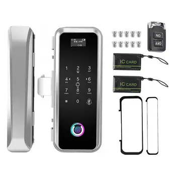 

fingerprint door lock Glass Door Smart Fingerprint Remote Control Password Card Security Anti-Theft Lock cerradura electronica