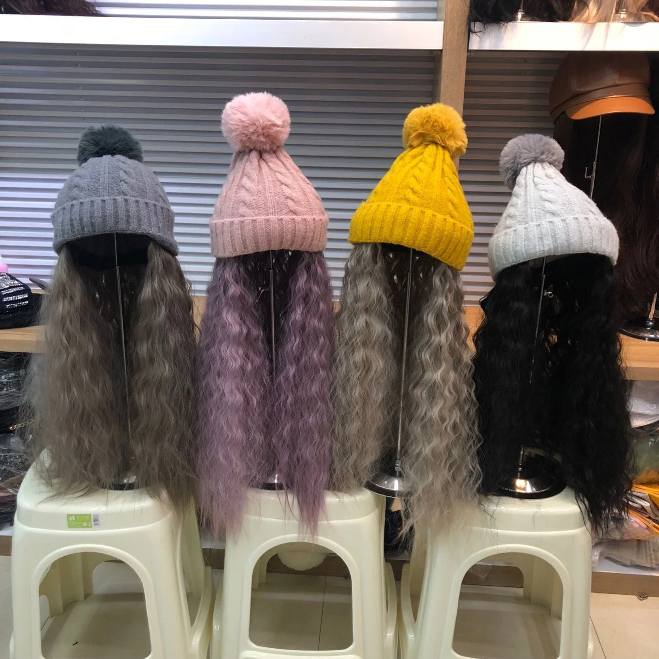ZJBECHAHMU, шапка, модная, зимняя, теплая, шерсть, помпоны, парик, Skullies Beanies, шапки для женщин, шапки для девочек, шапка, фирменная, новая, толстая, женская шапка