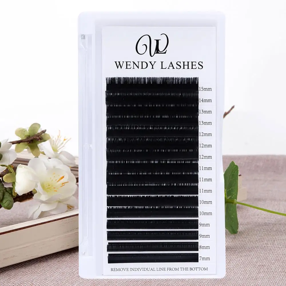 

Wholesale 16Rows C D Curl 0.07/0.15 natural mink single eyelash extension premium individual fake false eye lashes extension