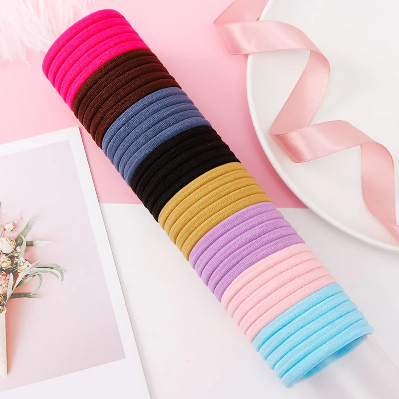 goody hair clips 50/100PCS Women Girls 4CM Candy Colors Nylon Elastic Hair Bands Ponytail Holder Rubber Bands Scrunchie Headband Hair Accessories bride hair clip Hair Accessories