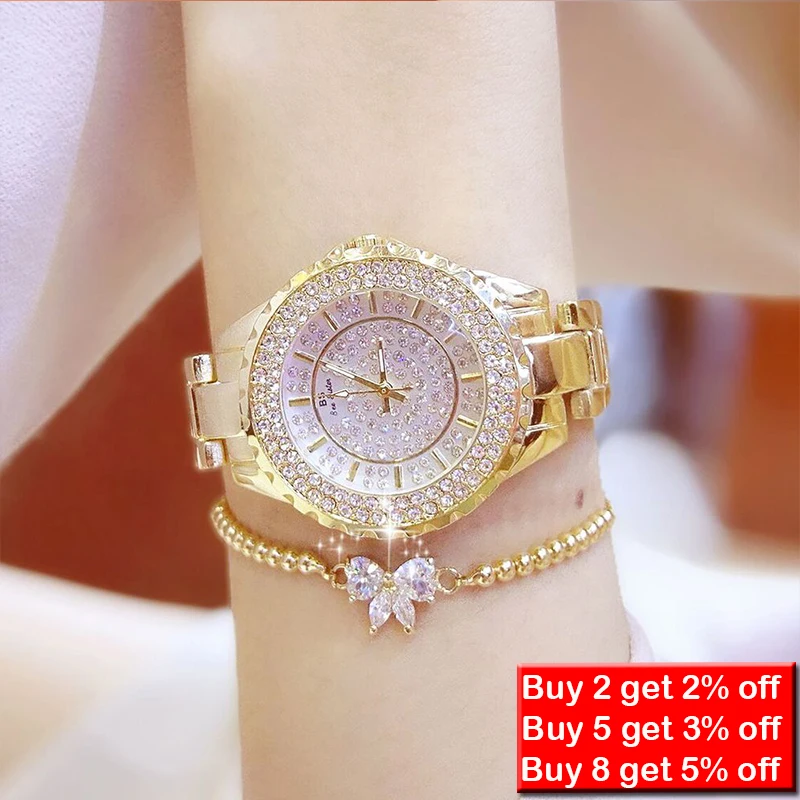 Women Watches Gold Luxury Brand Diamond Quartz Ladies Wrist Watches  Stainless steel Clock Female Watch relogio feminino 2022