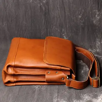 

Messenger Bag Men's Shoulder Genuine Leather bags Flap Small male man Crossbody bags for men natural Leather bag business bags