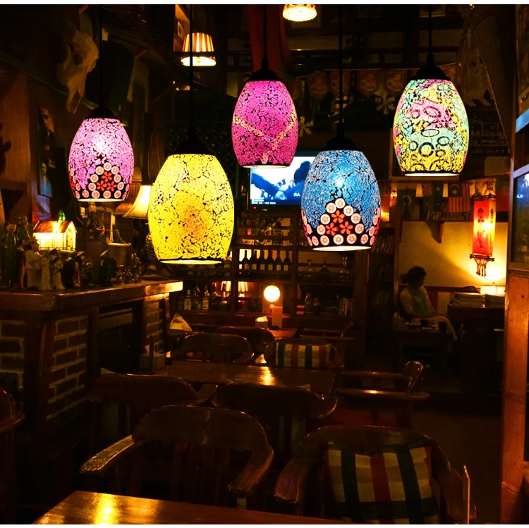 Kaufen Böhmen Türkische anhänger lampen led glasmalerei türkische mosaik lampen Mittelmeer küche bar eintrag korridor balkon kronleuchter