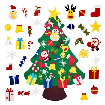 

DIY Felt Christmas Tree Decoration with 30 Ornaments Kids New Year Gifts Party 634E