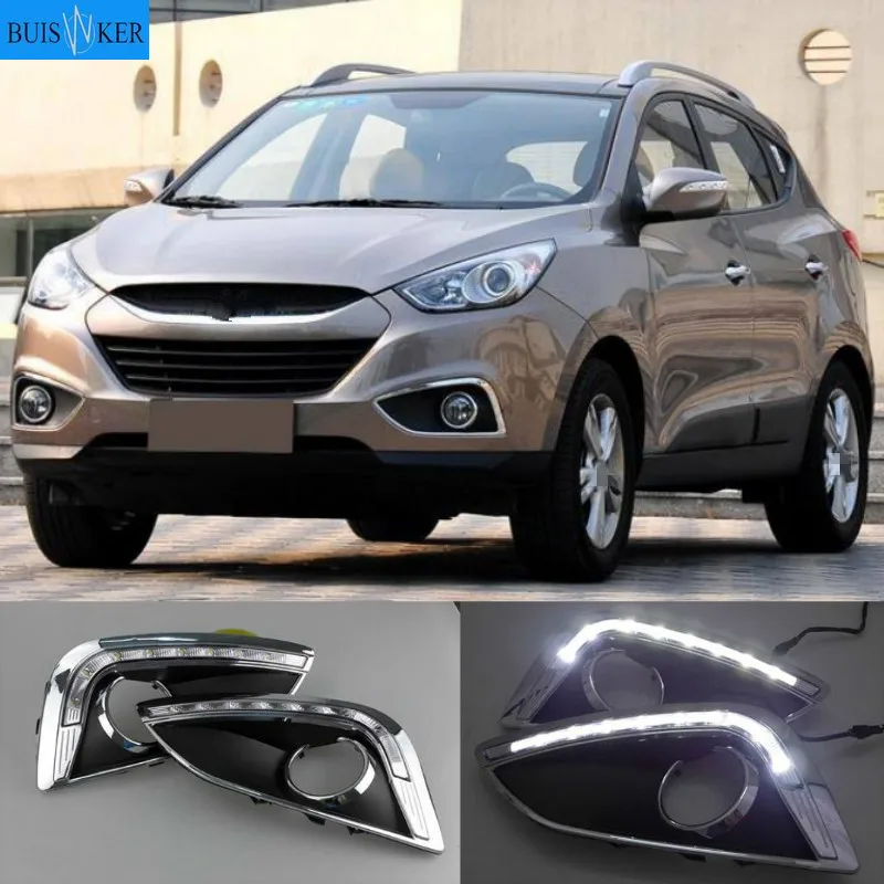 

For Hyundai IX35 2010-2013 Daytime Running Light With Fog Lamp Hole SNCN Super Brightness Waterproof ABS Car DRL LED