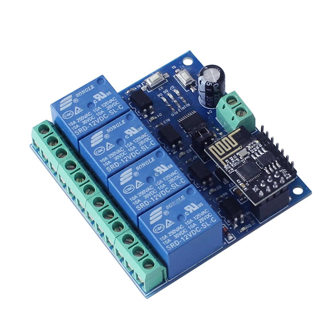 12v 1 шт 5 v/12 V ESP8266 ESP-01 4 WiFi реле канала модуль для IOT домашний смарт-телефон приложение контроллер бортовой ESP01 - Цвет: 12v