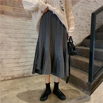 

Alien Kitty 2020 Hot Slender Korean Solid Elastic-Waist High Waist Elegant High Quality Office Lady A-Line High Street Skirts