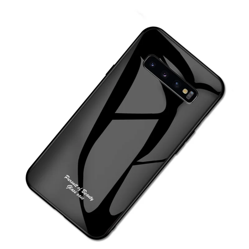 Macaron Glass Case For Samsung Galaxy S10 Plus Case Fashion Cute Shockproof Border Cover For Samsung S10e S10 5G Phone Cover - Цвет: Черный