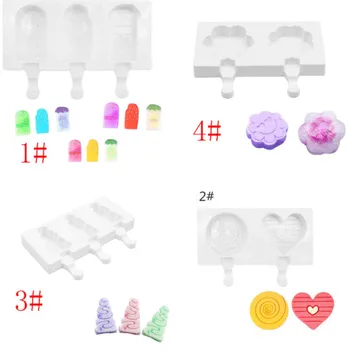 

New Fashion Silicone Frozen Ice Cream Mold Juice Popsicle Maker Ice Lolly Pop Mould - 3 Cell