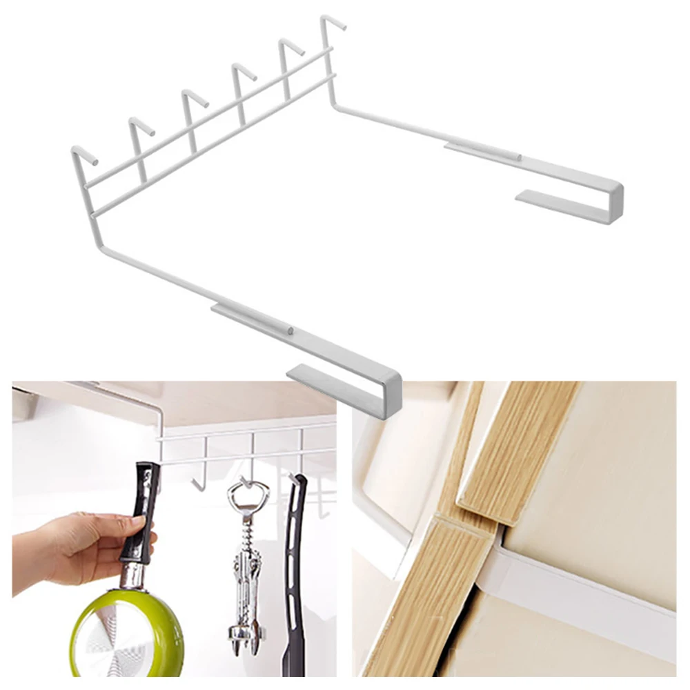 

Multifunctional Wrought Iron Cabinet Hook Kitchen Nail-Free Hanger Hooks Kitchen Storage Rack Holder Creative Free Punch Hook