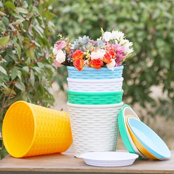 

Bamboo woven plastic flower pot thickened and durable succulent gardening home balcony creative personality flower pot pot plant
