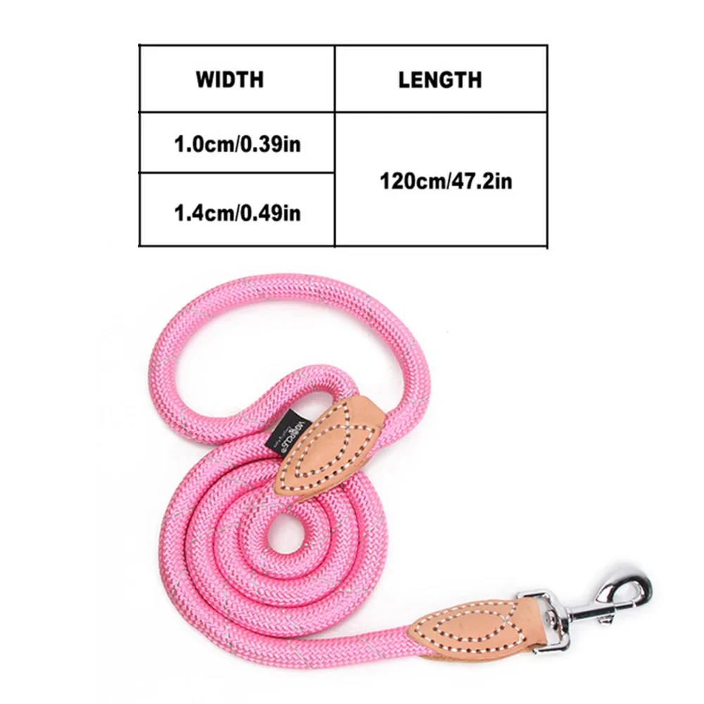 Нейлоновый Поводок для собак светоотражающий для больших собак прочный поводок для собак тренировочный крепкий поводок для собаки ошейник для собаки среднего размера MP0105 - Цвет: Pink Dog Leash