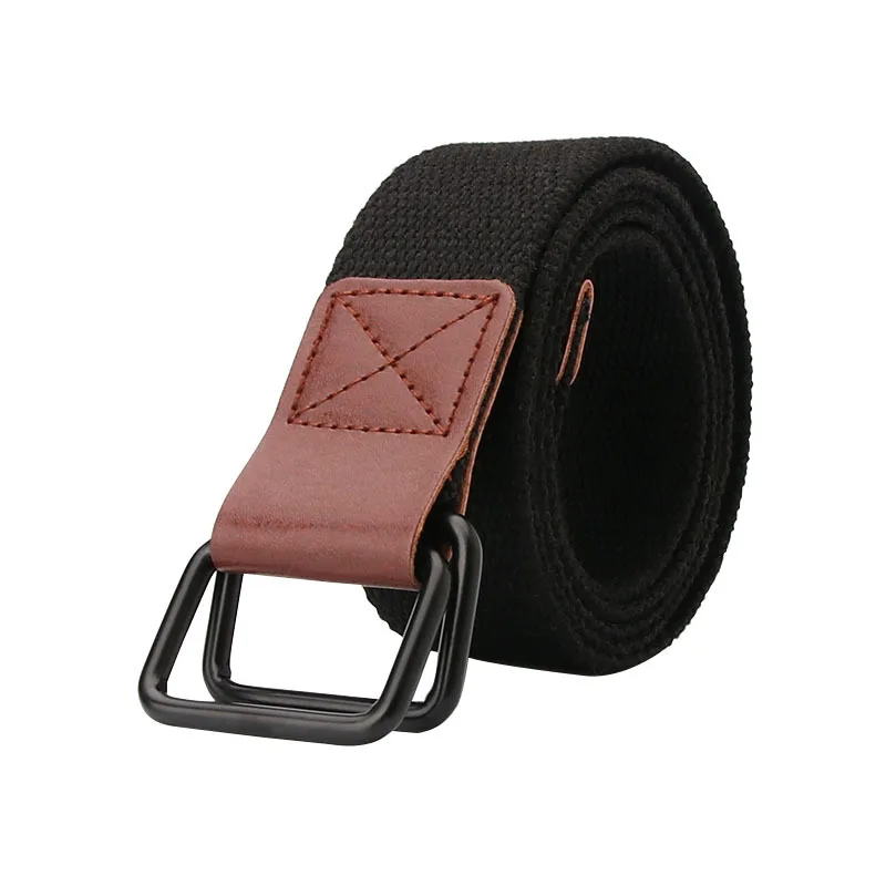 Unisex Canvas Belt  Hot Men Designer Belt Trap Double-ring Buckle Male Casual Solid Knitted Jean Belts Dropshiping brown designer belt