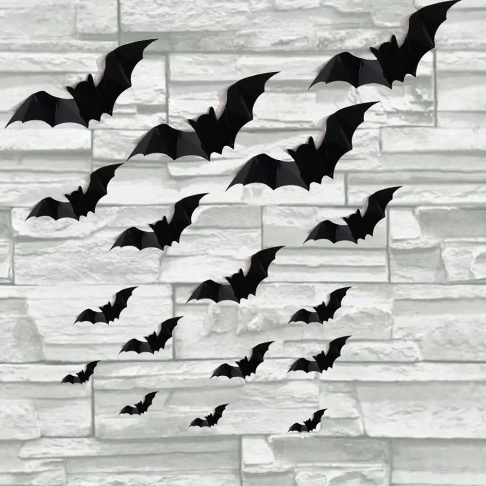 Halloween Party Wall Stickers Living Room Removable PVC Bat Blood Home Decors US 
