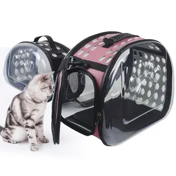 

For Pet Under 1.5kg Pet Carrier Bag Portable Cat Handbag Foldable Travel Pet Bag Puppy Carrying Transparent Shoulder Dog Bag