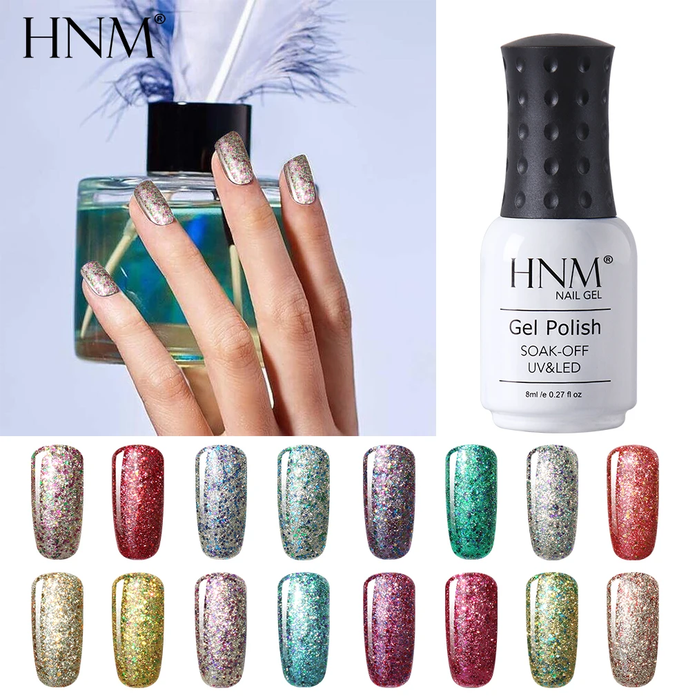 HNM 8 мл Звездный Блестящий Гель лак для ногтей маникюрный DIY УФ светодиодный