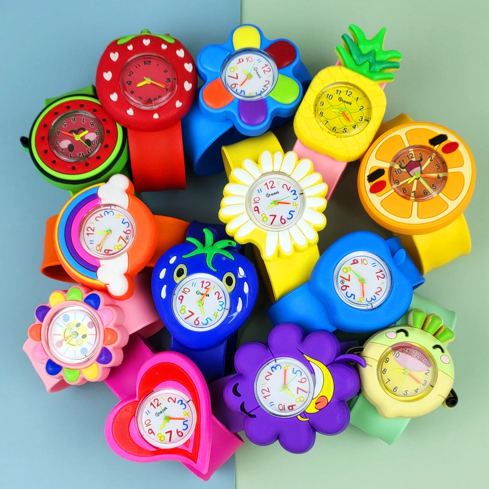 Reloj para bebé 3D, de planta de fruta, relojes de pulsera para niños, niñas y niños reloj de tiempo de estudio para, regalo, reloj de juguete, envío gratis