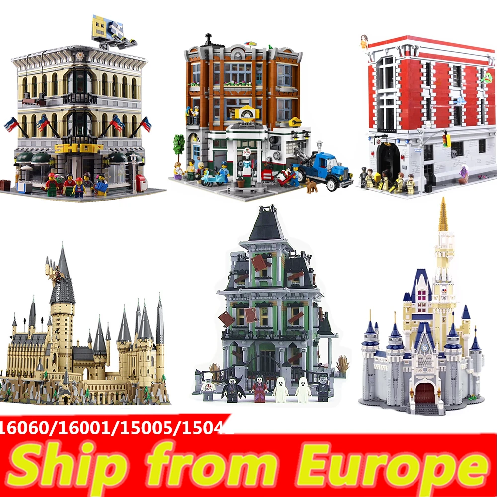 

lepinblocks 16001 16060 16007 15005 16008 Creator city Street harry building blocks 71040 71043 brick Christmas Hogwart Castle