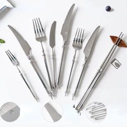 Stainless Steel Nordic Household Steak Knife and Fork Deluxe Portable Western Dinner Fork and Spoon Set Gift Box Dinnerware Set