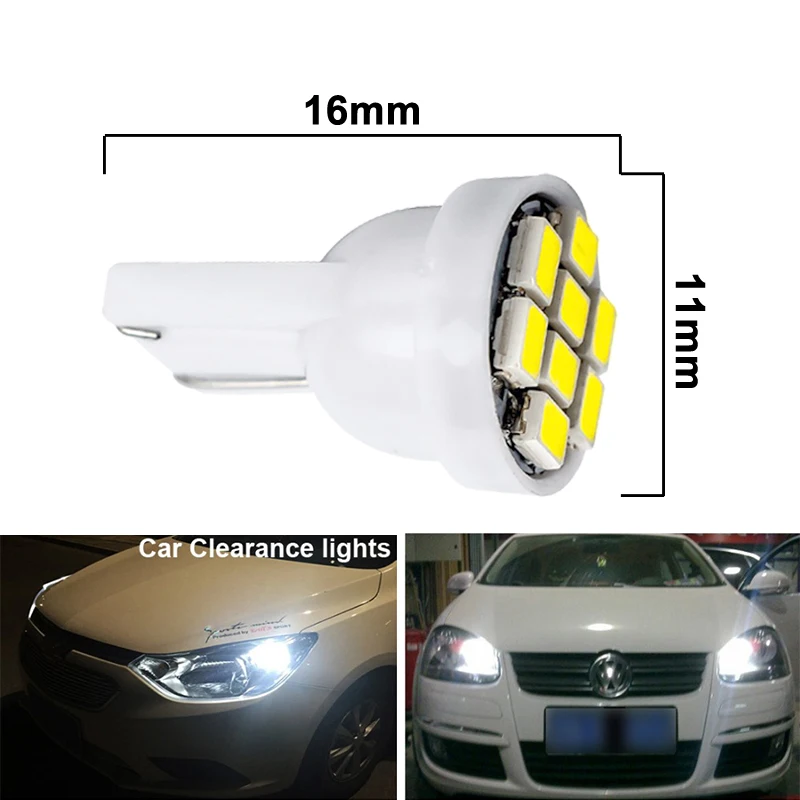 10x интерьер автомобильного салона свет для чтения T10 W5W 5W5 светодиодный лампочка 12V 6000K 1206 6 SMD супер яркий белый авто Клиренс клиновидный боковые лампы