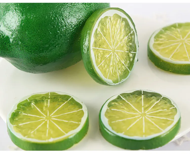 Mini Artificial Fruit Simulation Lemon Slices 3 Colors Resin Fake Artificial Fruit Model Party Kitchen Wedding Decoration QW183 (5)