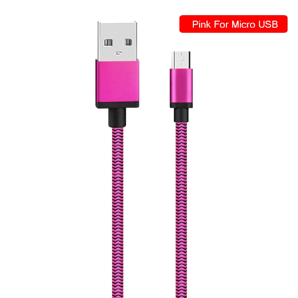 Usb-кабель для зарядки для samsung A50, кабель для быстрой зарядки type C, usb-кабель для передачи данных, проводной с микро-usb 2 м, 1 м, 1,7а, высокоскоростная передача - Цвет: Pink-Micro