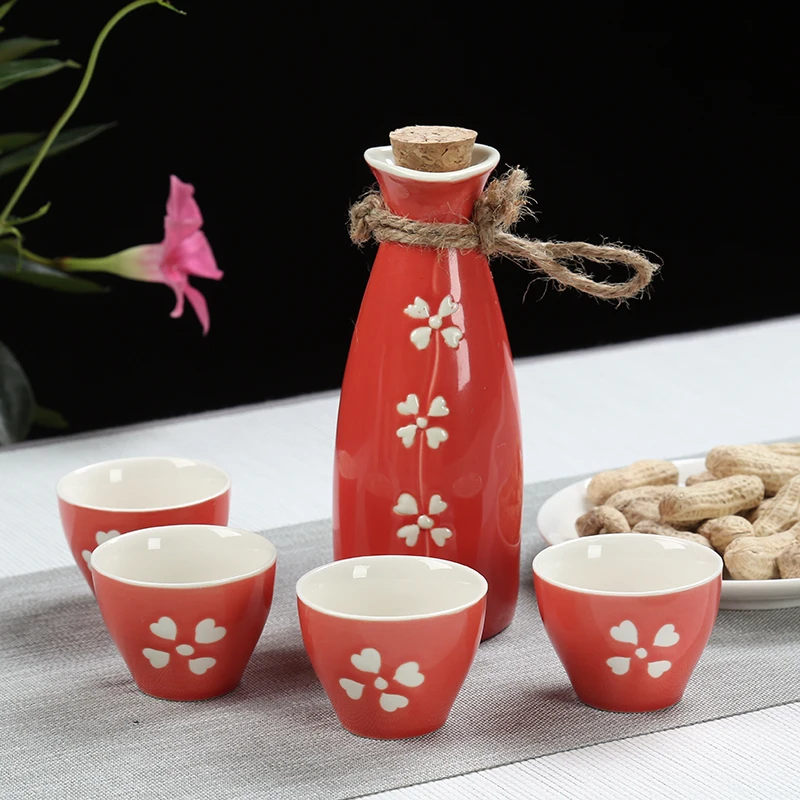 

Japanese-style sake set ceramic wine splitter fruit wine jug hand-painted rice white yellow wine cup customization wineware