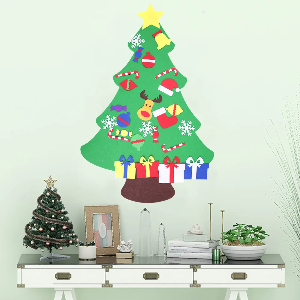 DIY Войлок Рождественская елка новогодние подарки Детские игрушки Искусственная елка Настенное подвесное украшение Рождественское украшение для дома