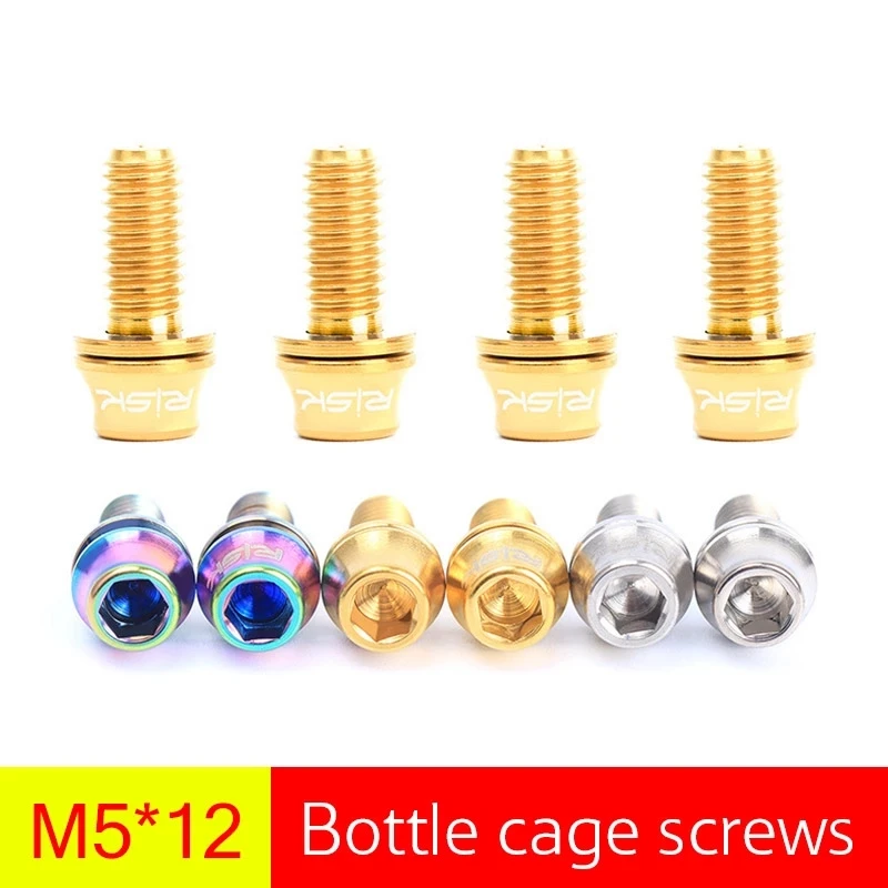 Bike Bottle Cage Bolt Titanium Bike Bottle Holder Screw Cycling Accessories Bicycle Water Cage RISK M5x12mm