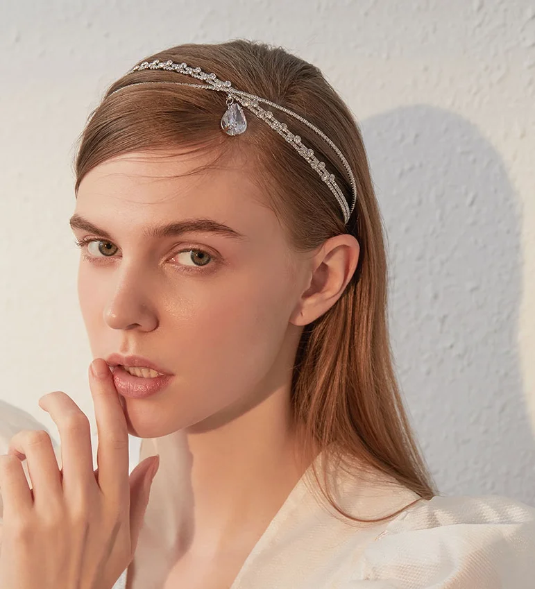 Simple Artificial Rhinestone Chain Multi Headband Dual-purpose Necklaces for women Fashion Jewelry