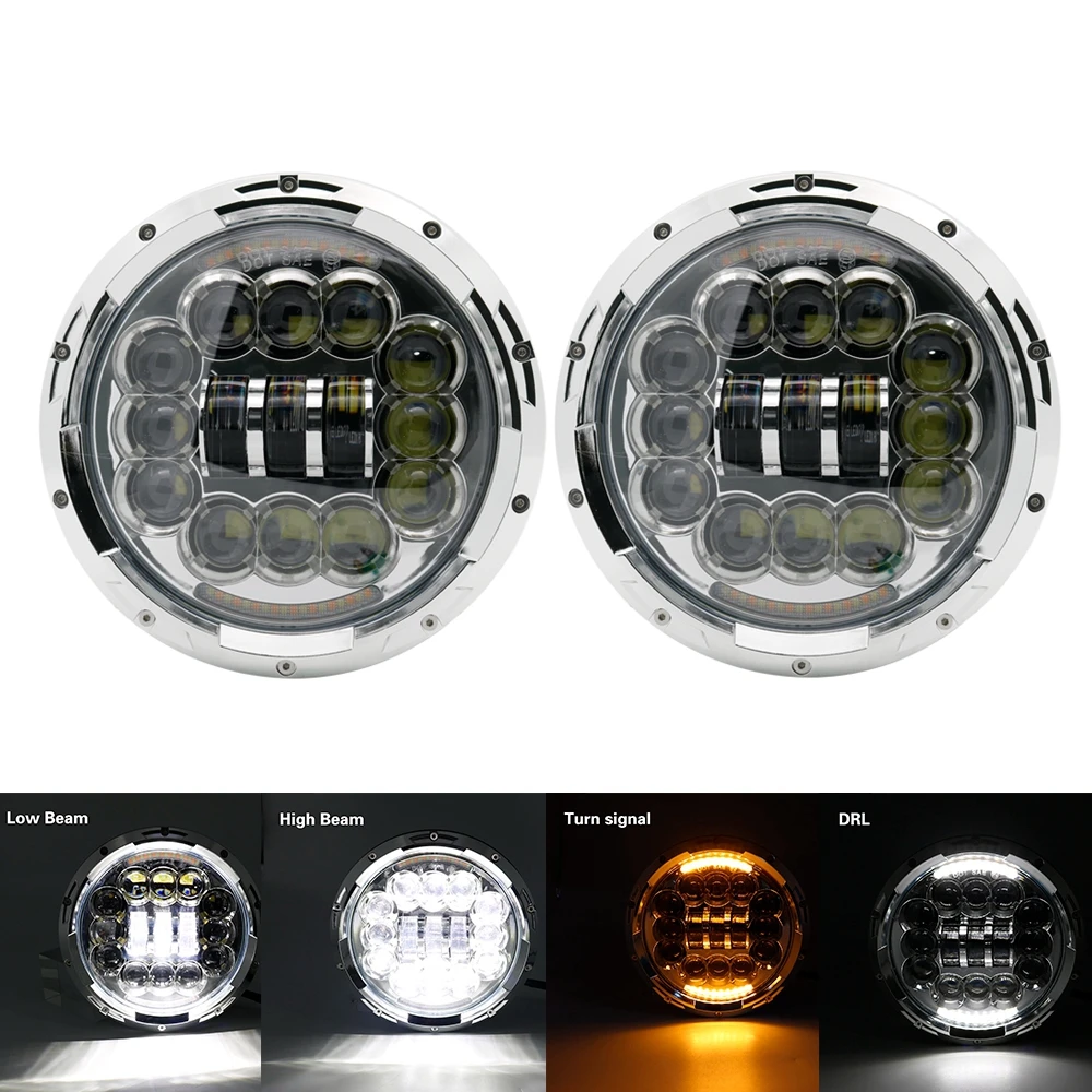 2 шт. 7 дюймов H4 светодиодный ные фары мотоциклетная лампа с DRL круглая фара для Jeep