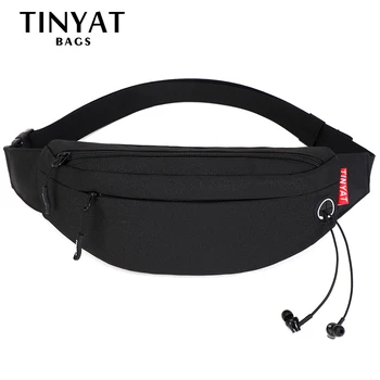 

TINYAT Male Men Waist Bag Pack Casual Functional Money Phone Belt Bag Women Bag for Belt Canvas Bag Fanny Pouch Banana bag T2003