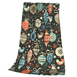 Christmas Elements Soft Warm Coral Fleece Blanket Winter Sheet Bedspread Sofa Throw Flannel Nap Blankets Pattern Custom DIY