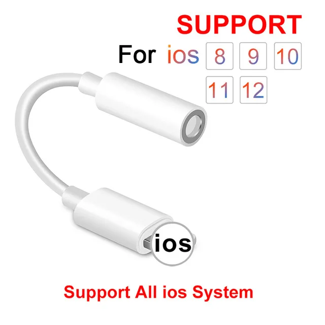 

For IOS Syetem Headphone Adaptador For iPhone 7 8 X 11 pro Max AUX Audio Adapter for 8 Pin To 3.5mm Adapter Headphone Jack Cable