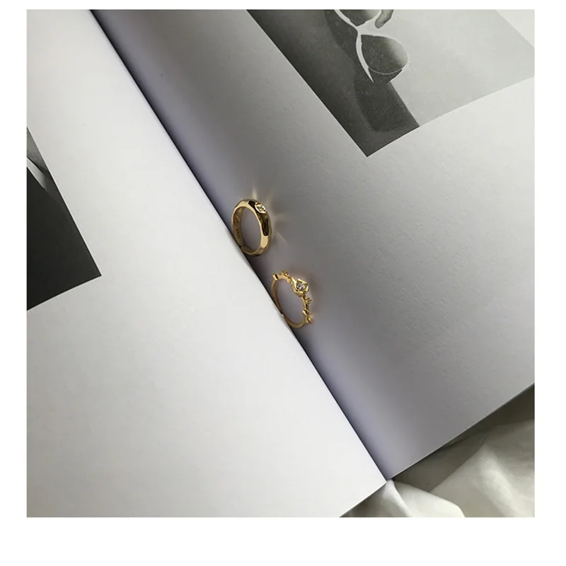 GHIDBK изящное 925 пробы Серебряное кольцо с фианитом, Открытое кольцо, минималистичное регулируемое серебряное кольцо с фианитом, Современная эстетика, кольцо «ветка»