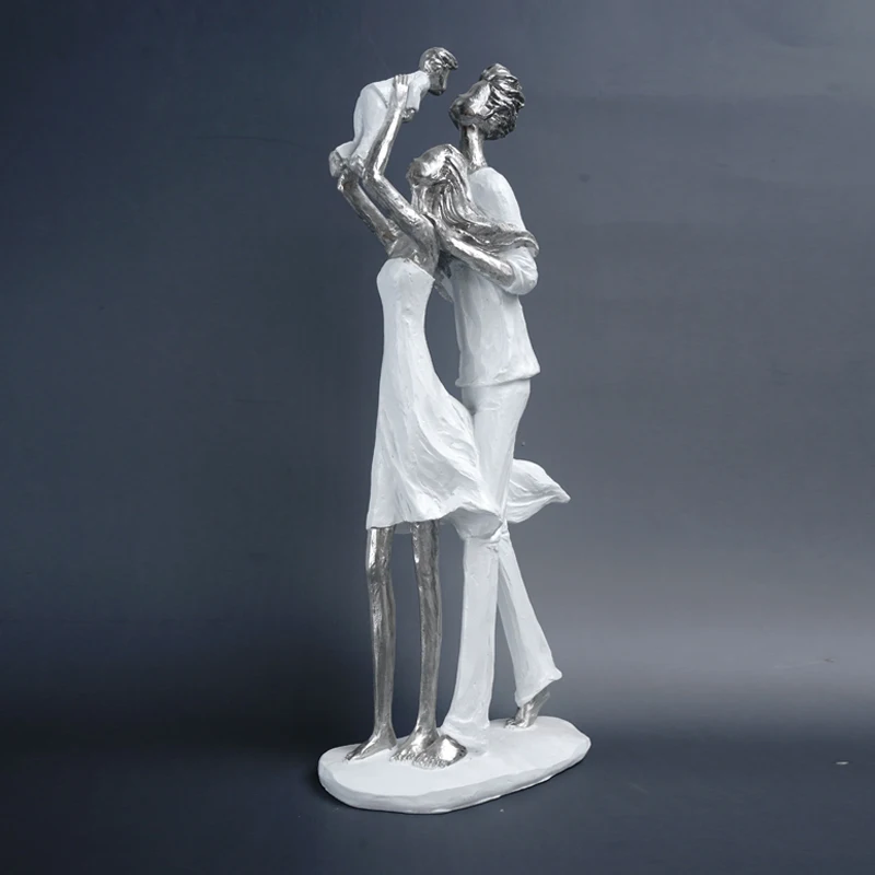 Resin Statue Nordic Style Happy Family Fullbody Portrait Crafts Home