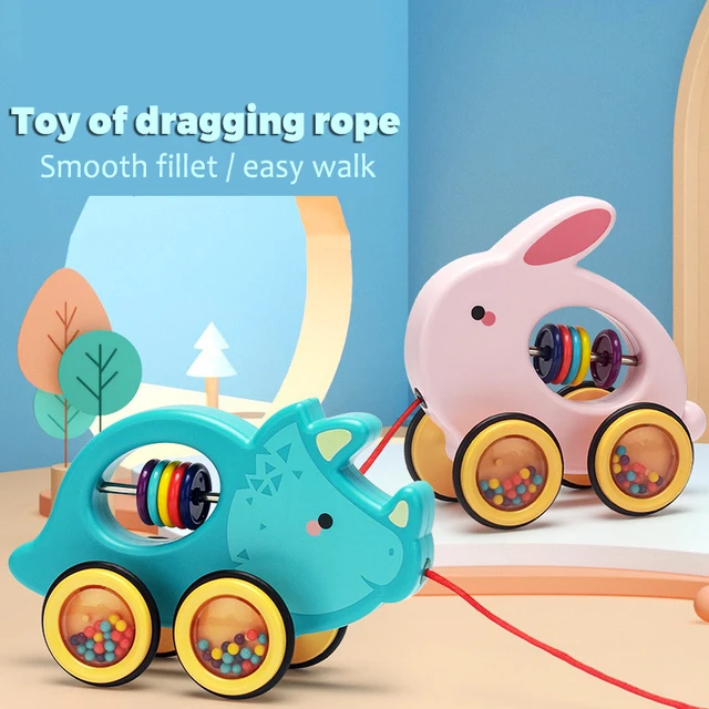 Children Drag Toy Car Baby Hand Rope Towing An Animal Cart Kindergarten Color Perception Puzzle Early Education Toddler Toys 1