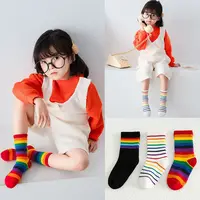 3 Pairs/Pack Autumn Winter New Children's Socks Boys And Girls Rainbow Striped In Tube Tide Socks Baby Kids Cotton Sport Socks 2