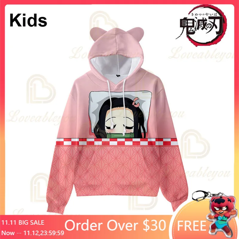 Kamado Nezuko Demon Slayer детские милые японские 3D толстовки с аниме Kimetsu no Yaiba Мужская и женская одежда Harajuku Толстовка
