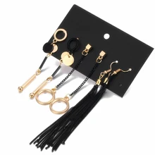 Модные смешанные нерегулярные круглые серьги набор простые шпильки геометрической формы серьги для женщин длинные серьги с кисточками Brincos серьги в стиле панк