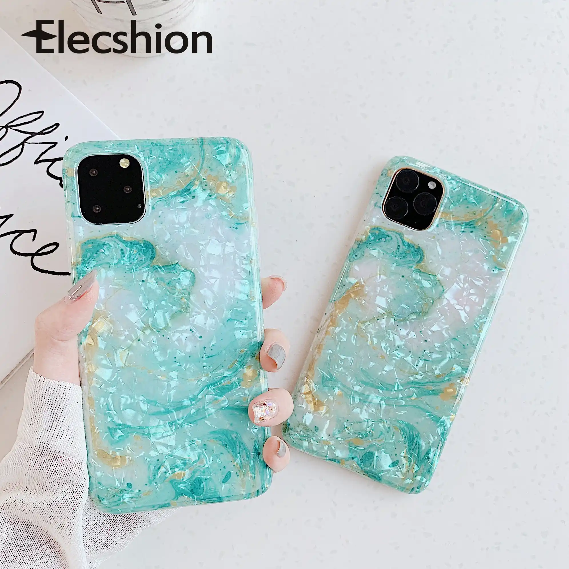 Glossy Case For Iphone 11 Pro Green Color Cover For Iphone 11 5 8 6 1 6 5 Inch Luxury Cute Marble Case Shell For Iphone 11 Capa Waterproof Cases Aliexpress
