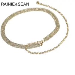 RAINIE SEAN металлический золотой ремень женские серебряные ремни-цепи для женщин модные женские платья со стразами пояс Cinturon