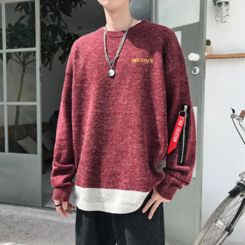 2019 Autumn And Winter New Men's Round Neck Sweater Trend Color Matching Sweater Wild Sweater Men 2019 Autumn And Winter New Men's Round Neck Sweater Trend Color Matching Sweater Wild Sweater Men